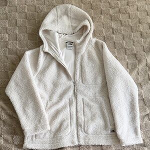 The North Face White Sherpa Hooded Jacket - Size M - EUC